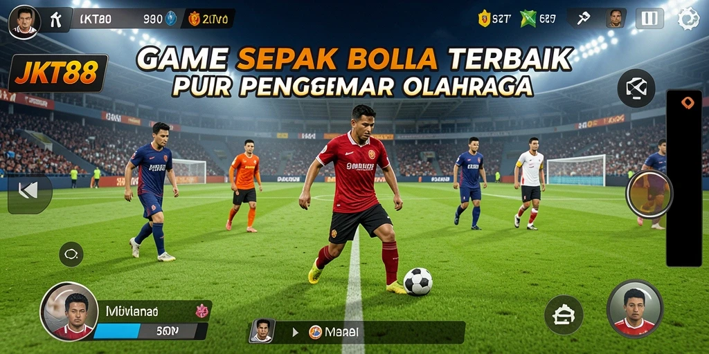 Tampilan gameplay menarik JKT88 dengan kompetisi sepak bola yang seru.