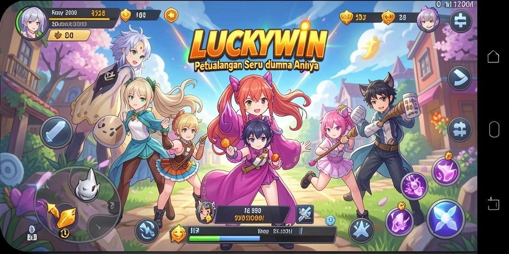 Tampilan gameplay LUCKYWIN yang seru dengan karakter Anime.