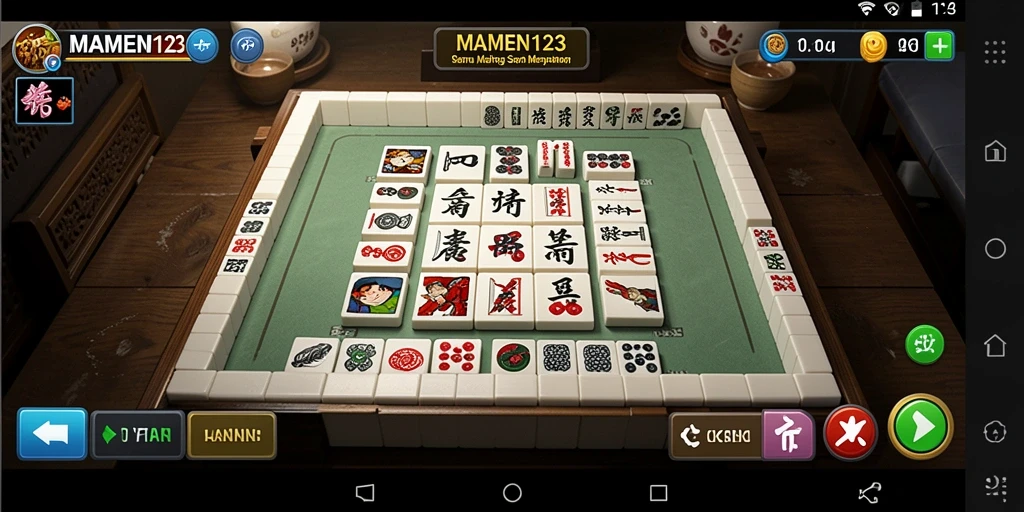 Screenshot MAMEN123 menampilkan aksi gameplay Mahjong yang menarik.