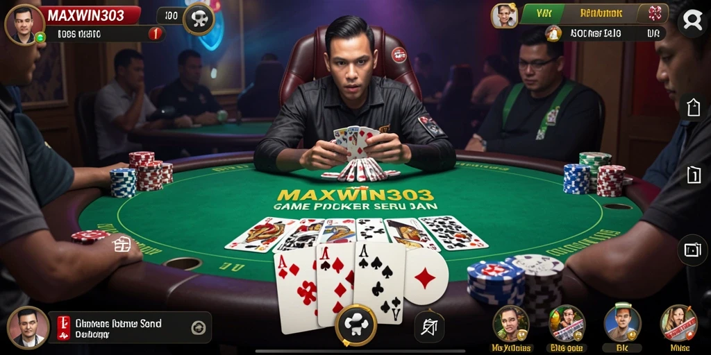 Screenshot gameplay <strong>MAXWIN303</strong> menampilkan suasana Poker yang mendebarkan.