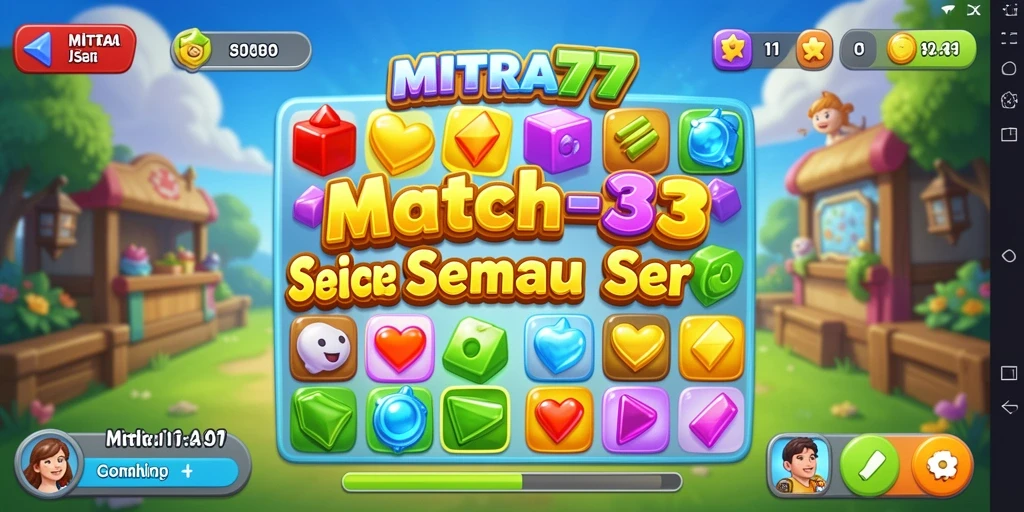 Tangkapan layar menampilkan gameplay seru MITRA77 dengan elemen kolorful yang harus dicocokkan.