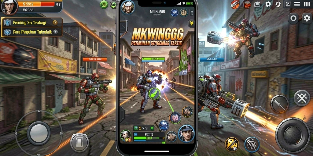 Tampilan gameplay MKWIN666 dengan pertempuran strategis yang mendebarkan.