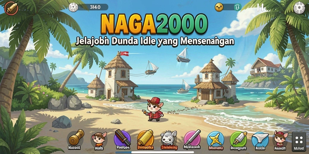 Tampilan gameplay NAGA2000 dengan elemen Idle yang menarik.