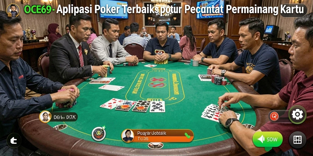 Tampilan gameplay OCE69 yang seru dengan tabel poker.