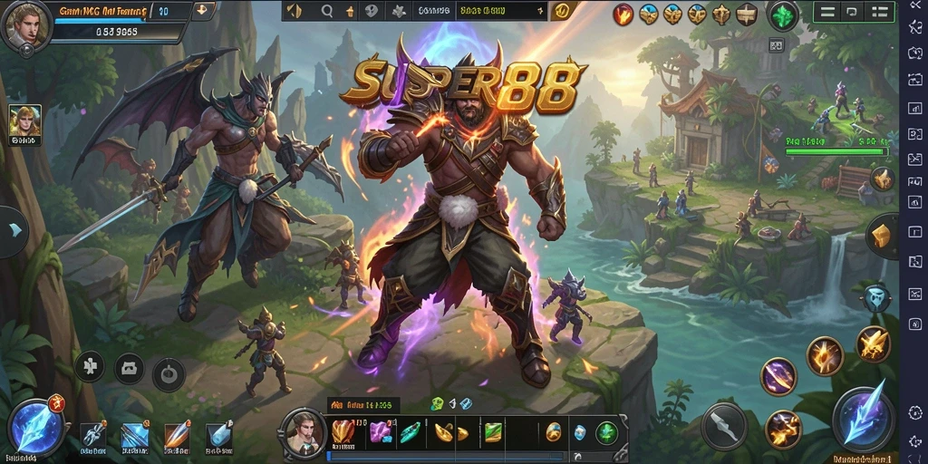 Gameplay SUPER88 yang mendebarkan dan penuh aksi di dunia fantasi.